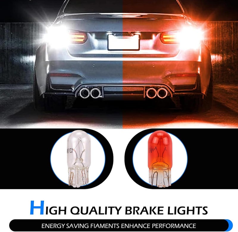 Bawkars 100 PCS 7443 Brake Light Bulb, T10 W21/5W Turn Signal/Tail/Reverse/Lights, 12V Automotive Miniature Bulbs Clear Halogen Light, Replacement for Cars, Trucks, SUVs (White) - Image 4